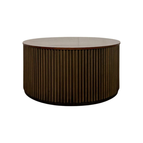 Harmony 36 In  Brass Groove Coffee Table - Black Honed