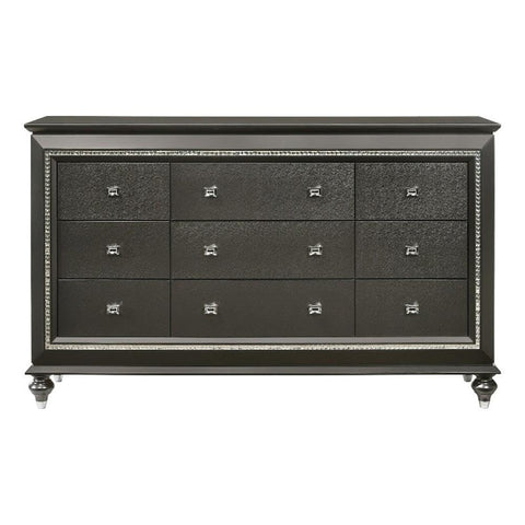Acme Kaitlyn Wooden 9-Drawer Dresser in Metallic Gray
