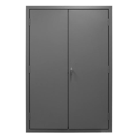Durham 3502-186-5295 Lockable Cabinet with 186 Blue Hook-On Bins, Flush Door Style, 48" Wide, 14 Gauge, Gray