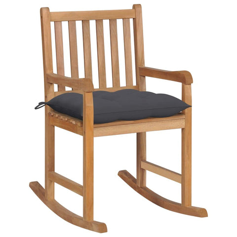 vidaXL Rocking Chair Porch Rocker Teak Wood w/Cushion - Indoor/Outdoor Use, 22.8"x36.4"x41.7"