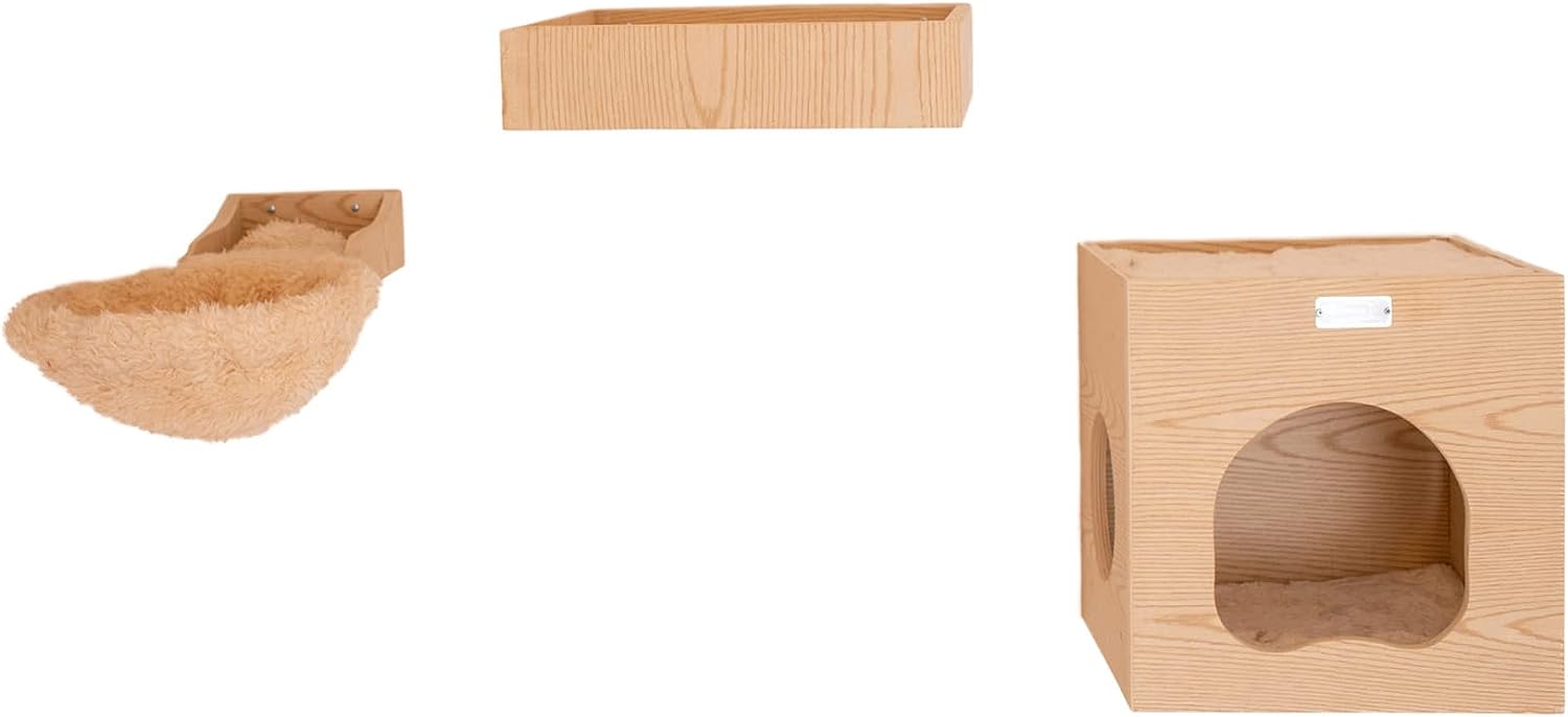 Armarkat Cat Wall Scratch Series: Tree W1907B with Condo, Perch, and Soft Perch, Natural Beige