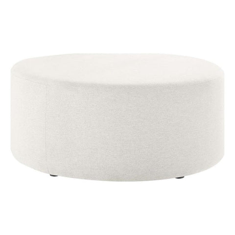 Modway Callum 38 Inch Round Ottoman in Ivory Fabric - Heathered Woven Fabric - Versatile Upholstered Coffee Table and Footrest - Couch Ottoman - Living Room Accent Table