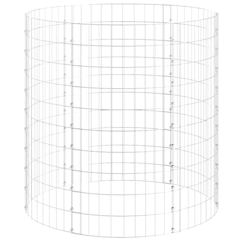 vidaXL Galvanized Steel Gabion Pole - Circular Cage for Garden Decoration - Weather-Resistant and Durable - Silver Finish