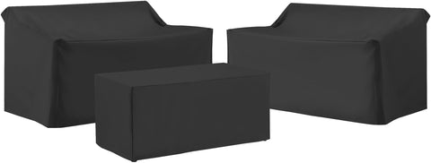 3Pc Outdoor Furniture Cover Set Black - 2 Loveseats & 1 Coffee Table