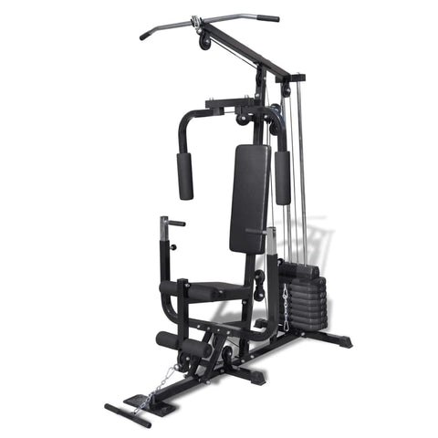 vidaXL Multi-use Gym Utility Fitness Machine -Complete Body Workout with Adjustable Weight Plates- Suitable for Home and Gym Use in Steel Material.