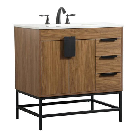 Elegant Decor Indoor Modern Under Sink Bathroom Fixtures Storage Organizer Cabinet 48 inch Single Bathroom Vanity - Black with backsplash