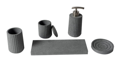 ALFI brand ABCO1001 5 Piece Solid Concrete Gray Matte Bathroom Accessory Set
