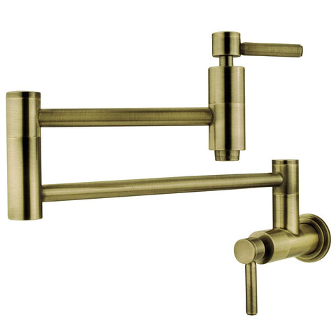 Kingston Brass KS8103DL Wall Mount Pot Filler Kitchen Faucet, Antique Brass,13" Length