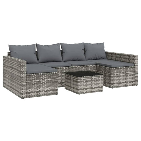vidaXL Patio Furniture Set 2 Piece, Sectional Sofa with Cushions, Patio Lounge Set for Outdoor Garden Lawn Backyard, Gray Poly Rattan