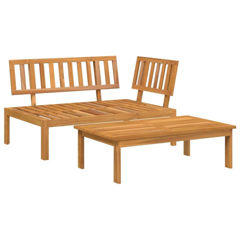 vidaXL Patio Pallet Sofa Set - 2 Pc Garden Table & Chair - Solid Acacia Wood - Modular Outdoor Furniture - Brown - 52.4"x36.2"x27.2" Sofa - 39.4"x23.6"x11.8" Table