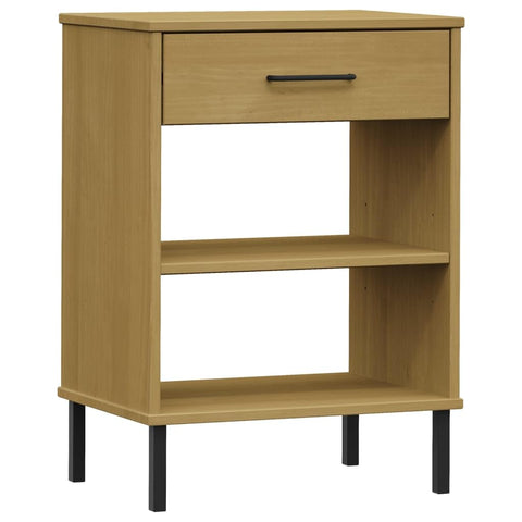 vidaXL Oslo Brown Console Cabinet with Solid Pine Wood and Metal Legs â€“ Classy Industrial Style â€“ Storage Drawer â€“ Functional Home & Room Decor