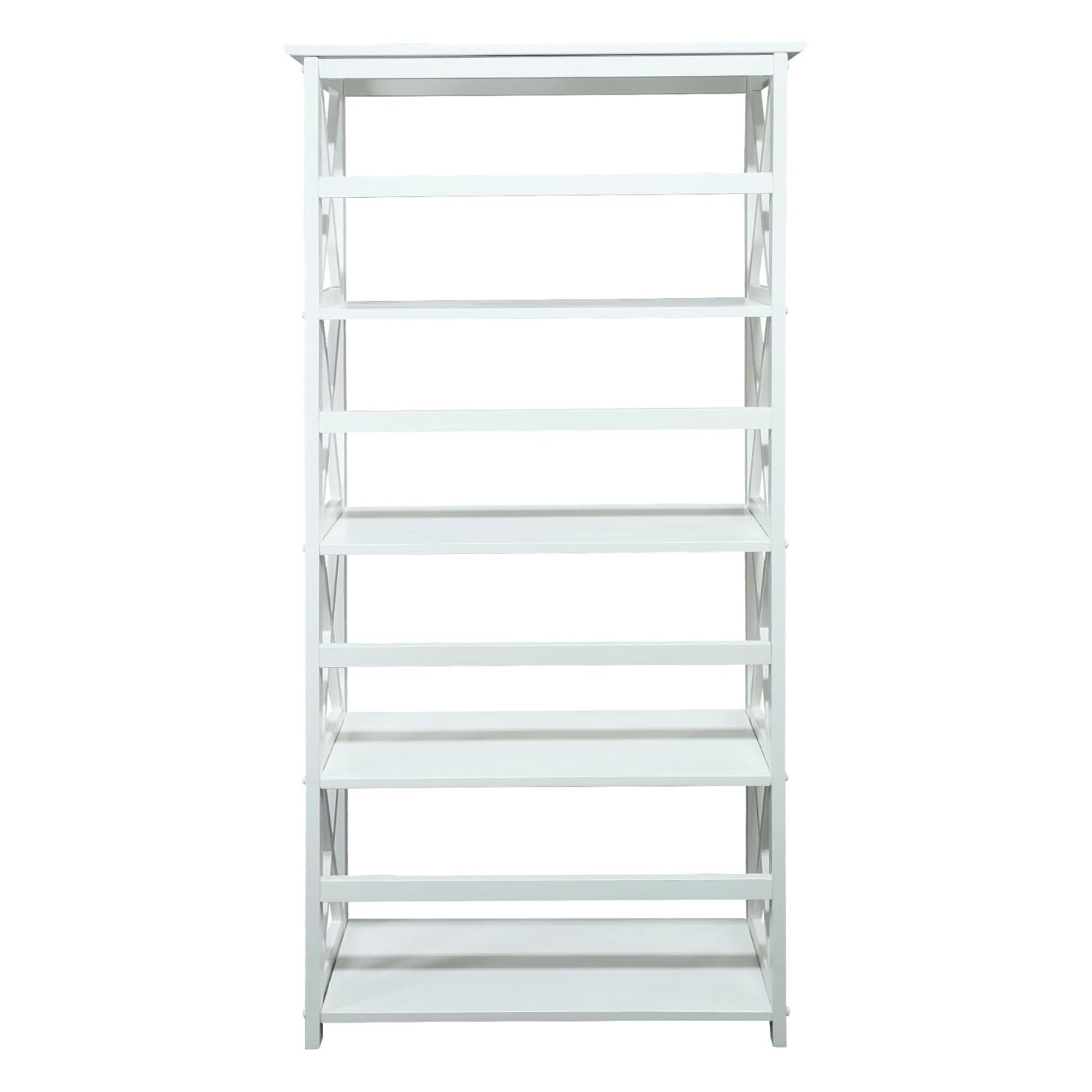 Oakestry Montego 5 Shelf White Bookcase Modern Wooden Tall Display Rack ...