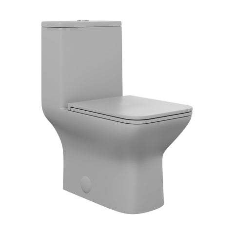 Swiss Madison SM-1T256 Carre One-Piece Toilet, Square Toilet, Dual-Flush Toilet 1.1/1.6 gpf, Modern Toilet, Toilets for Bathrooms, Matte Grey