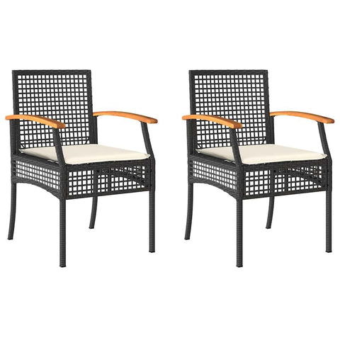 vidaXL Garden chairs 2 pcs with cushions poly rattan and acacia wood black