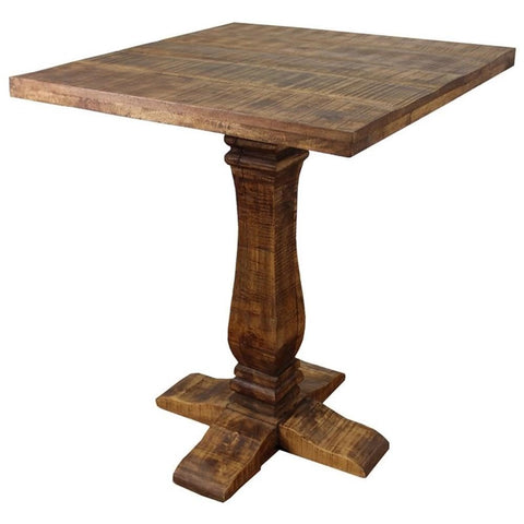Moti Golden Solid Wood Pedestal Bar Table in Brown