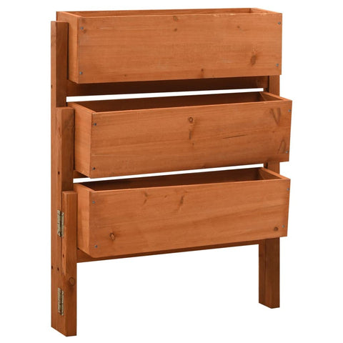 vidaXL Garden Folding Planter - Solid Firwood Construction with Orange Finish - Multi-Level Planting Boxes - Indoor/Outdoor Use - 23.6"x5.5"x29.5"