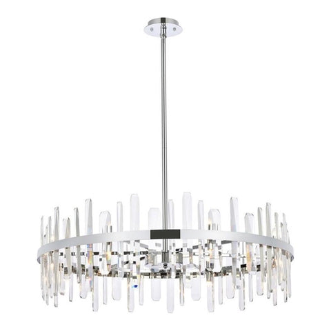 Elegant Decor Indoor Modern Serena 36 inch Crystal Round Chandelier - Chrome