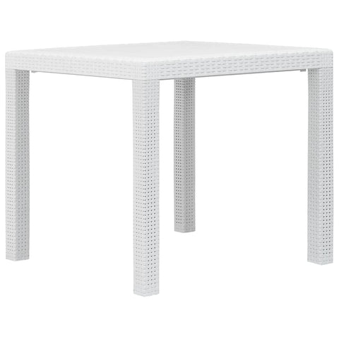 vidaXL Outdoor Patio Table - Plastic with Rattan Look Design, Easy to Clean and Assemble, Lightweight & Weather, Garden Dining Table - White, Square, 31.1"x31.1"x28.3"