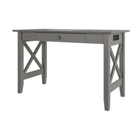 AFI Lexi Desk with Drawer and Charger Grey