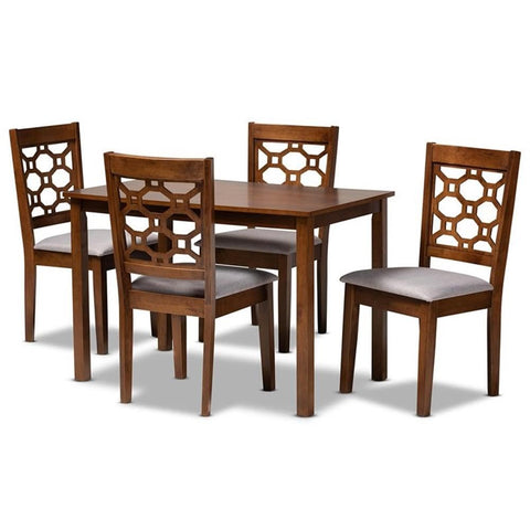Baxton Studio Modern 5-Piece Dining Set RH335C-Grey/Walnut-5PC Dining Set