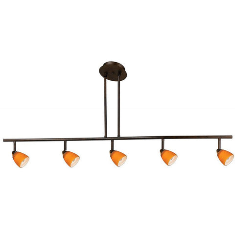 Cal Lighting SL-954-5-DB/MRU Track Lighting with Mesh Rust Shades, Dark Bronze Finish