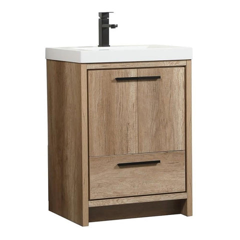 Elegant Decor Wyatt 24" Aluminum MDF Single Bathroom Vanity in Natural Oak