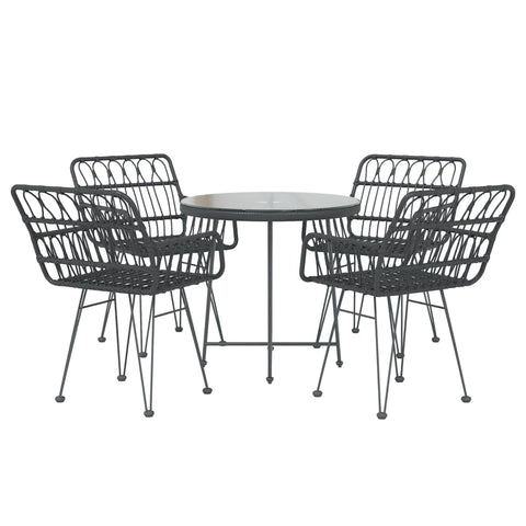 vidaXL Patio Dining Set 5 Piece, Outdoor Table and Chairs with Rattan Look, Patio Conversational Set, Balcony Furniture Set for Porch Backyard, Modern, Black Poly Rattan