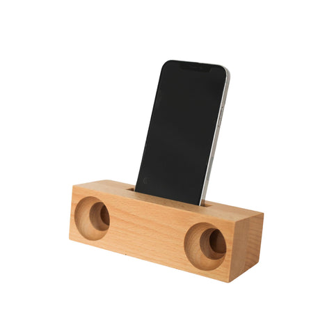 Creative Gifts International Beechwood Phone Holder | Passive Amplifier Stand | Wooden Smartphone Dock | Natural Finish | Desktop Organizer | Gift Box Included