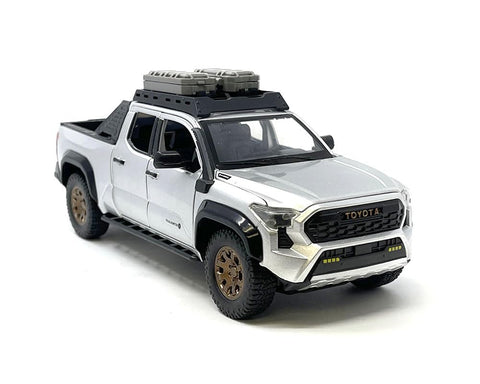 MiJo Exclusives Toyota Tacoma Trailhunter Diecast Model, 1:24 Scale, Black, 2025 (Silver)