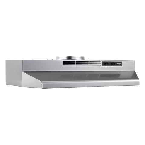 Broan-NuTone F4030SF Inch Fingerprint Resistant, 30", Stainless Finish with PrintGuard Convertible Under-Cabinet Range Hood 230 Max Blower CFM