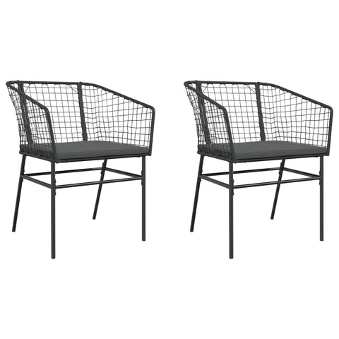 vidaXL Black Poly Rattan Outdoor Garden Chair Set with Removable Cushions Ideal for Patio Balcony and Dining Comfortable Stylish Seating Furniture Chairs Modern Weather Resistant