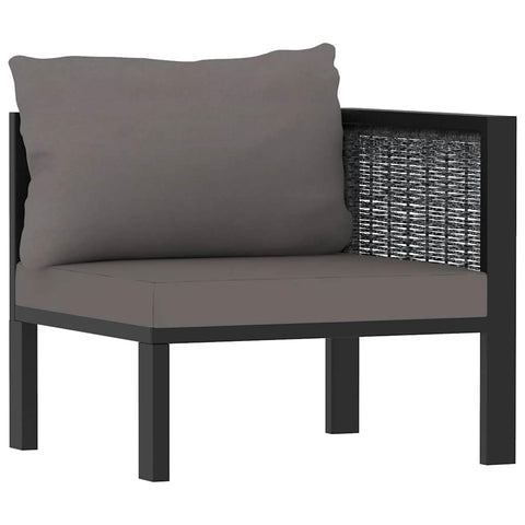 vidaXL Sectional Corner Sofa with Left Armrest - Poly Rattan Anthracite - Garden Furniture for Indoor and Outdoor Use