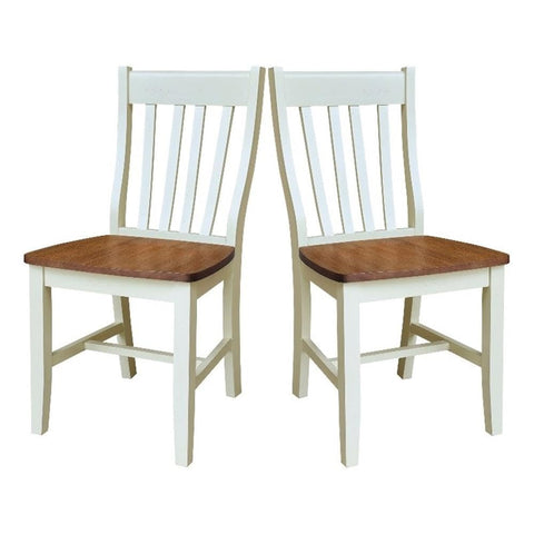 International Concepts Set of Two Cafe Dining Chairs Hickory and Shell