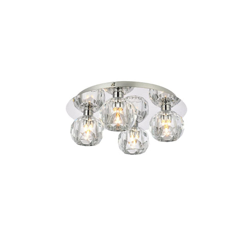 Elegant Lighting Graham 4-Light Crystal/Iron Ceiling Lamp in Chrome