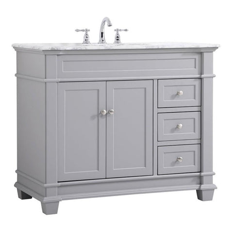Elegant Decor Wesley 42" Steel and Solid Wood Single Bathroom Vanity Set in Gray