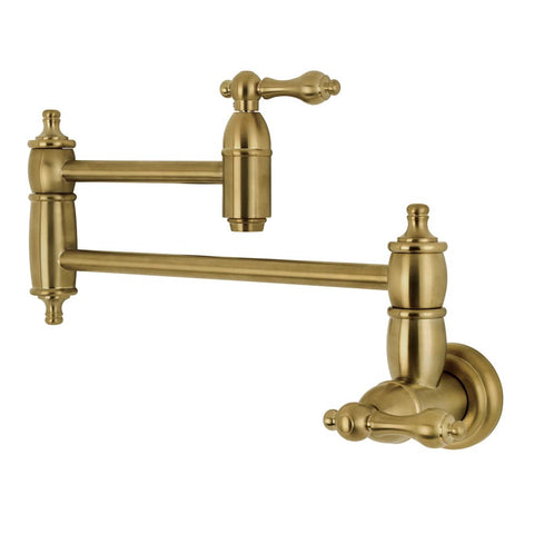 Kingston Brass KS3107AL Wall Mount Pot Filler Kitchen Faucet, Brushed Brass 20 x 2.63 x 8