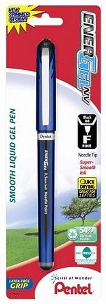 Pentel ENER-GEL NV Liquid Gel Pen, 0.5mm, Needle Tip, Black Ink, 1 Pack (BLN25BPA)