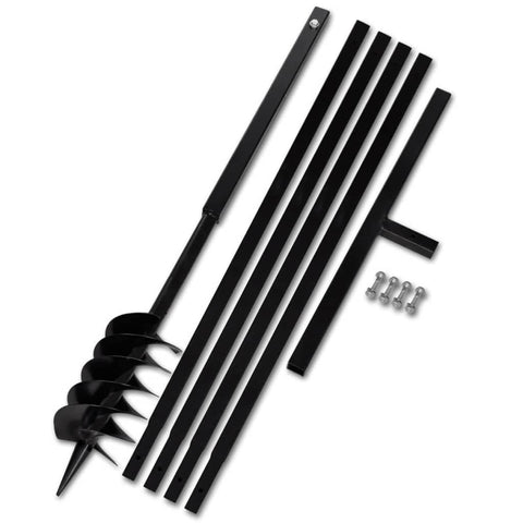 vidaXL Garden Auger, Planting Auger with Handle for Planting, Garden Auger Drill Bit with Extension Tube, Bulb Auger Tool for Gardening, Steel
