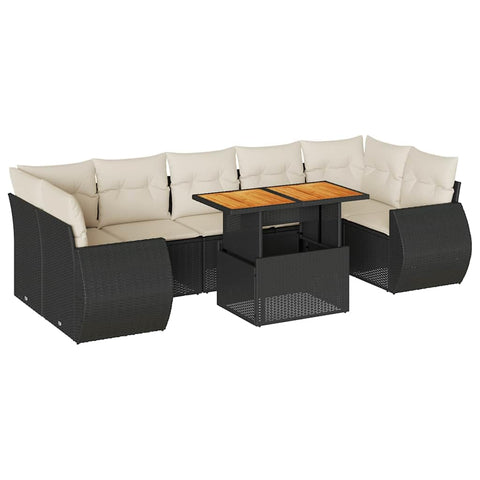vidaXL 8 Piece Patio Sofa Set with Cushions Black Poly Rattan, Garden Sofa Set, Garden Lounge Set, Poly Rattan Sofa Set, Outdoor Sofa Set