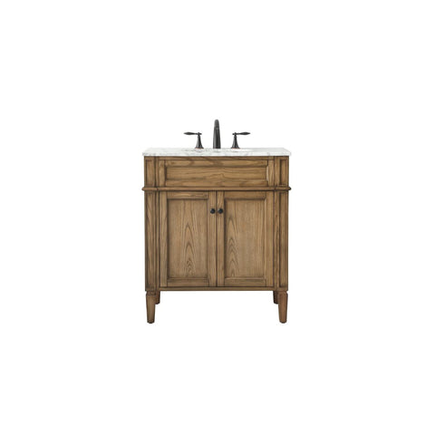 Elegant Decor Park Avenue 30" Aluminum MDF Single Bathroom Vanity in Driftwood
