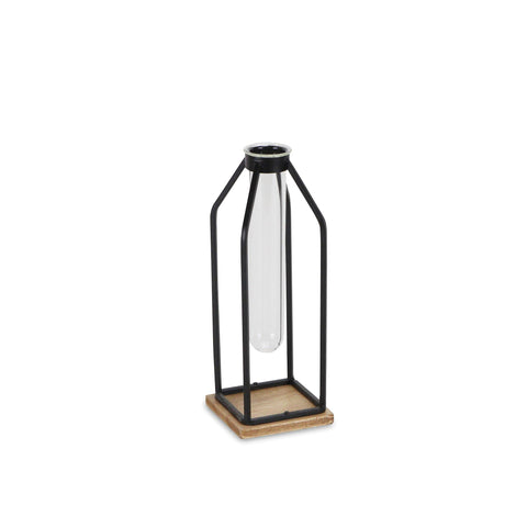 Cheungs Black Tall Metal Stand with Glass Tube Jar Holder