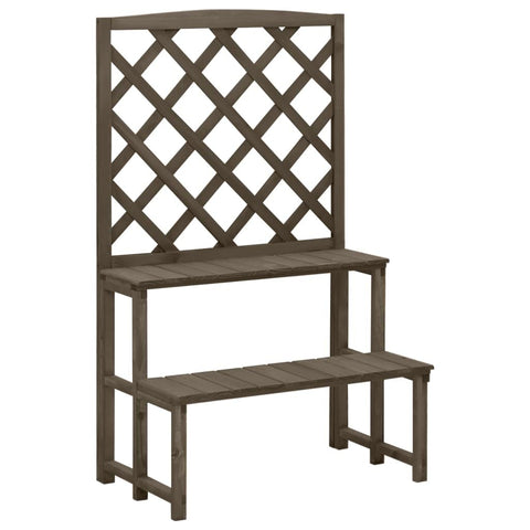 vidaXL Plant Stand - Elegant Wooden Plant Display Rack with Trellis (27.5"x16.5"x45.2") â€“ Versatile for Indoor/Outdoor Use, Easy to Assemble, Sturdy Fir Wood Construction, Smart Ladder Design