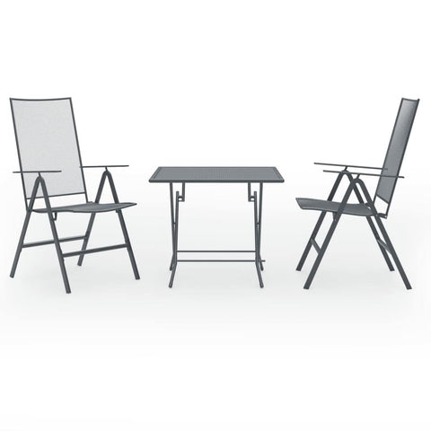 vidaXL 3 Piece Patio Dining Set in Durable Anthracite Steel - Weather and Outdoor Furniture Set with Adjustable Chairs and Convenient Folding Design for Space Saving.