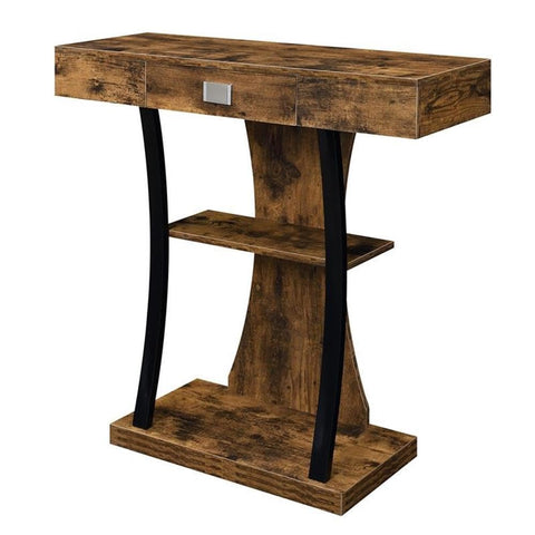 Convenience Concepts Newport Harri Console Table 36" - Modern Sofa Table with Storage Shelves, One Drawer Narrow Entryway Hall Table for Living Room, Barnwood/Black