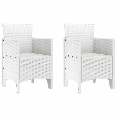 vidaXL Garden Chair 2 pcs White 20.87 x 19.29 x 33.46 in Polypropylene, Garden & Terrace, Stylish Armchair, Rectangle Outdoor Seat, Tough Patio Chair, Comfy Lounge for Chillin