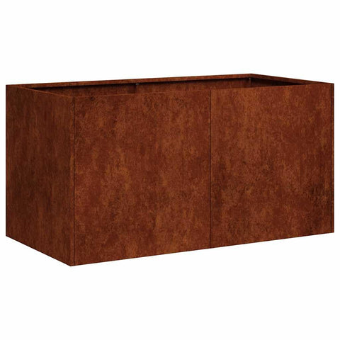 vidaXL Weathering Steel y Planter Box - Large Rectangular Metal for Garden/Patio/Balcony - 31.5" x 15.7" x 15.7" with Drainage