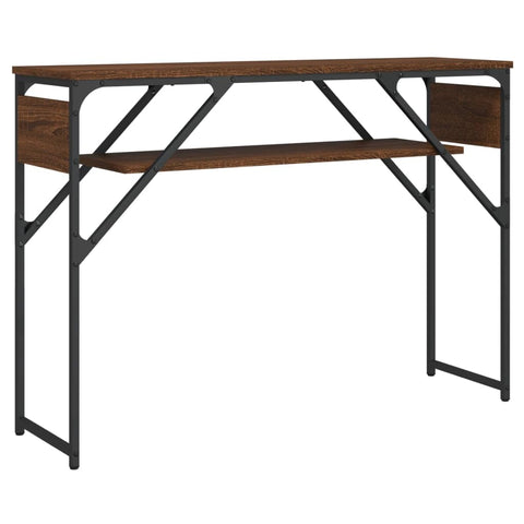 vidaXL Brown Oak Console Table with Shelf - 41.3"x11.8"x29.5", Engineered Wood, Industrial Style, for Living Room, Entryway, Hallway