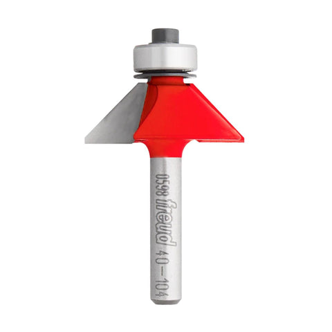 Freud Chamfer Bit with Perma-Shield Coating for Multiple-Sided Projects, Joinery, and Easing Edges- 2 Cutters, 16000 RPM, 45° Angle, 1-11/32" Dia., 2-3/16" Length - 40-104