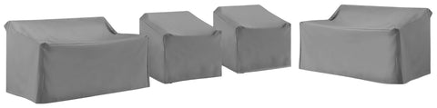4Pc Outdoor Sectional Furniture Cover Set Gray - 2 Loveseats & 2 Chairs