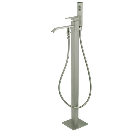 Kingston Brass KS4138QLL Executive Freestanding Roman Tub Filler with Hand Shower, 9", Brushed Nickel